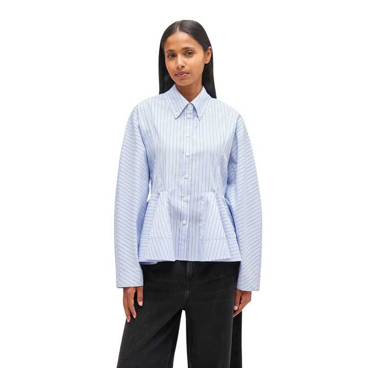 Stripe Cotton Peplum Shirt