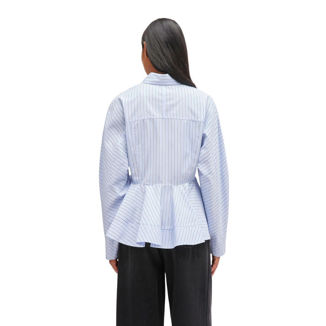 Stripe Cotton Peplum Shirt