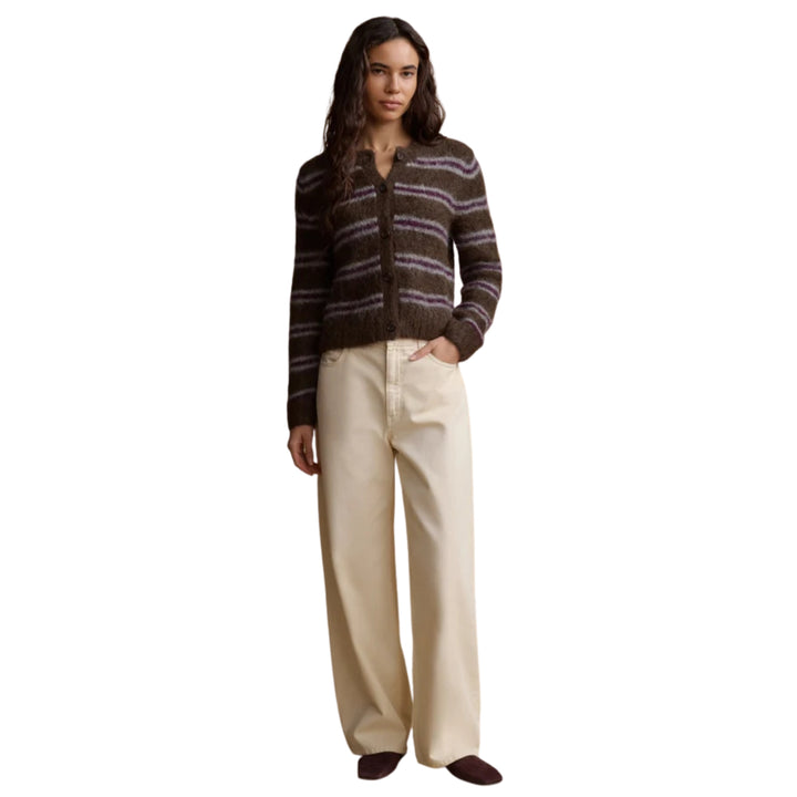 Timber Cardigan in Bordeaux Stripe