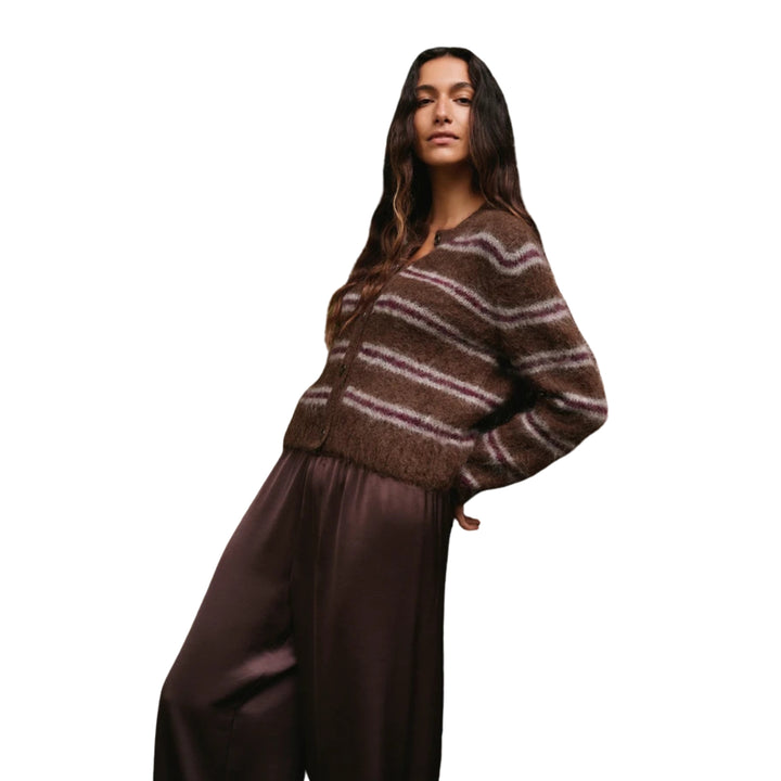 Timber Cardigan in Bordeaux Stripe