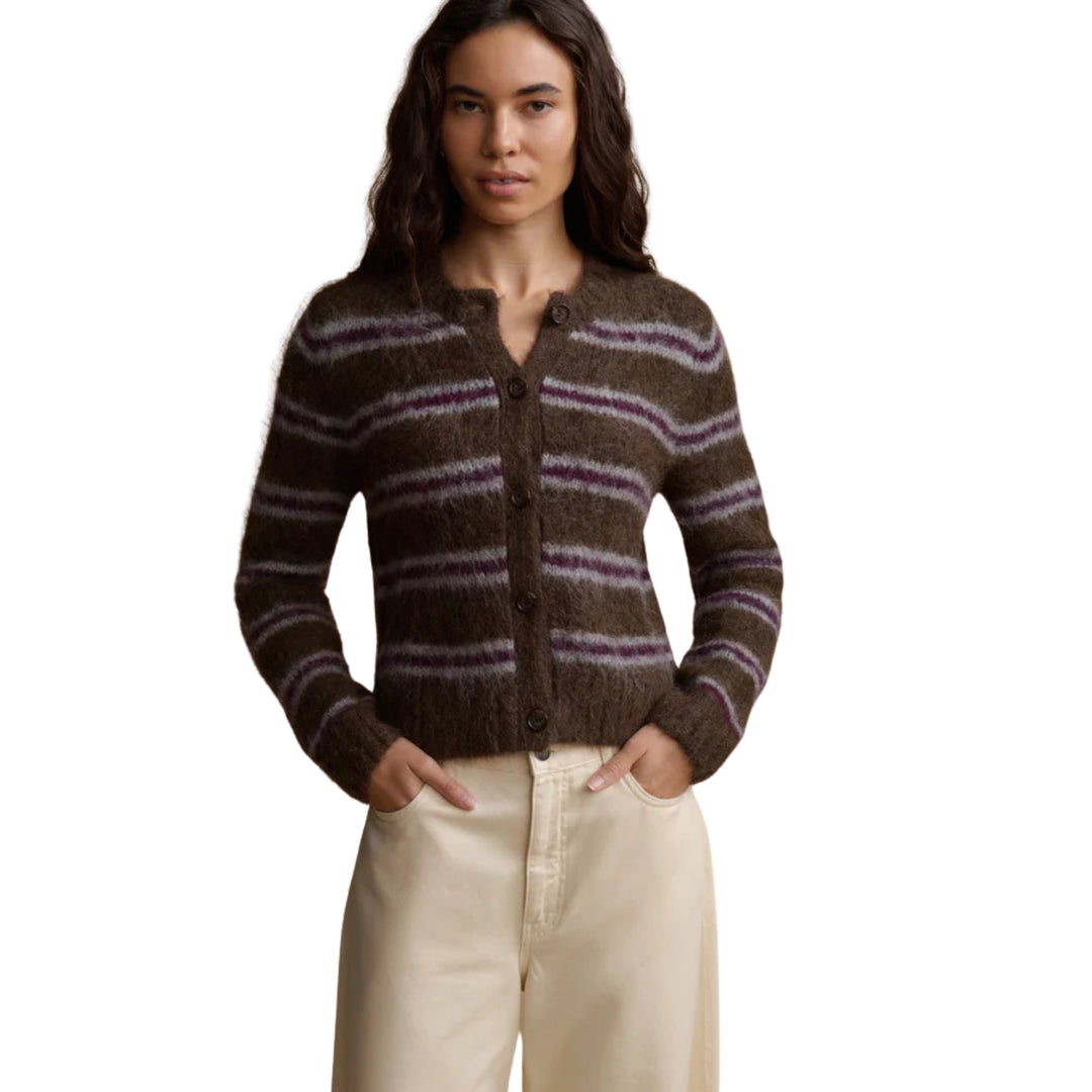 Timber Cardigan in Bordeaux Stripe