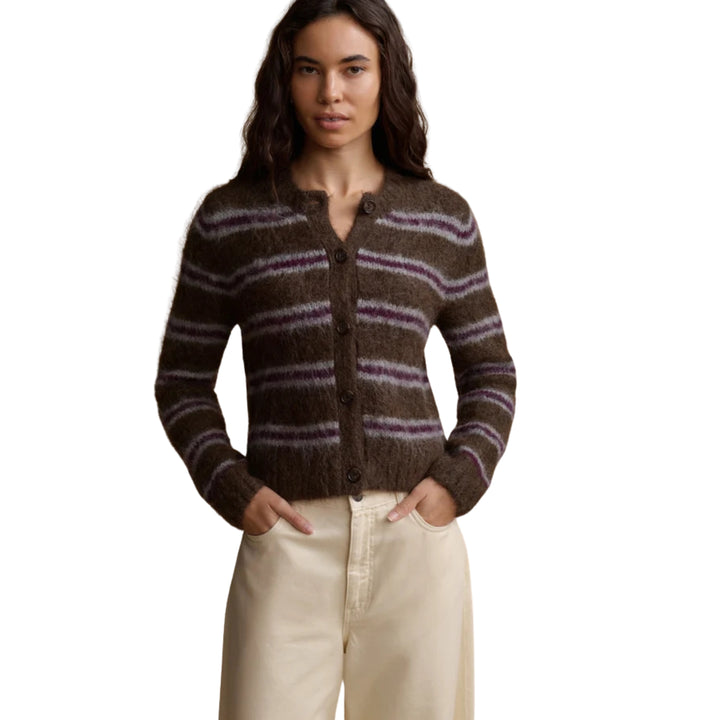 Timber Cardigan in Bordeaux Stripe