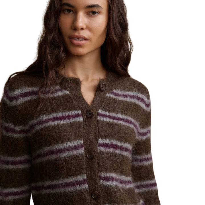 Timber Cardigan in Bordeaux Stripe