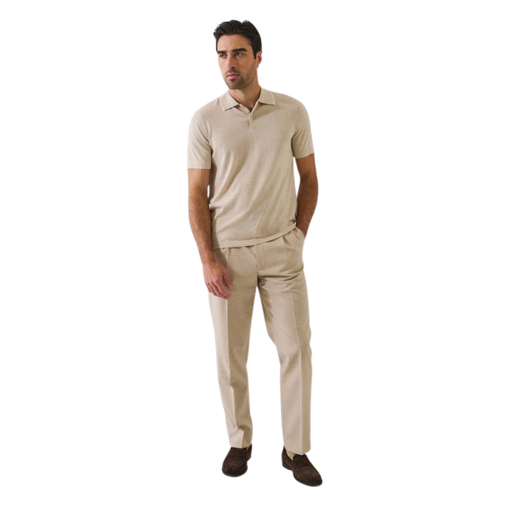 Mushroom Short Sleeve Tipped Button Polo Sweater