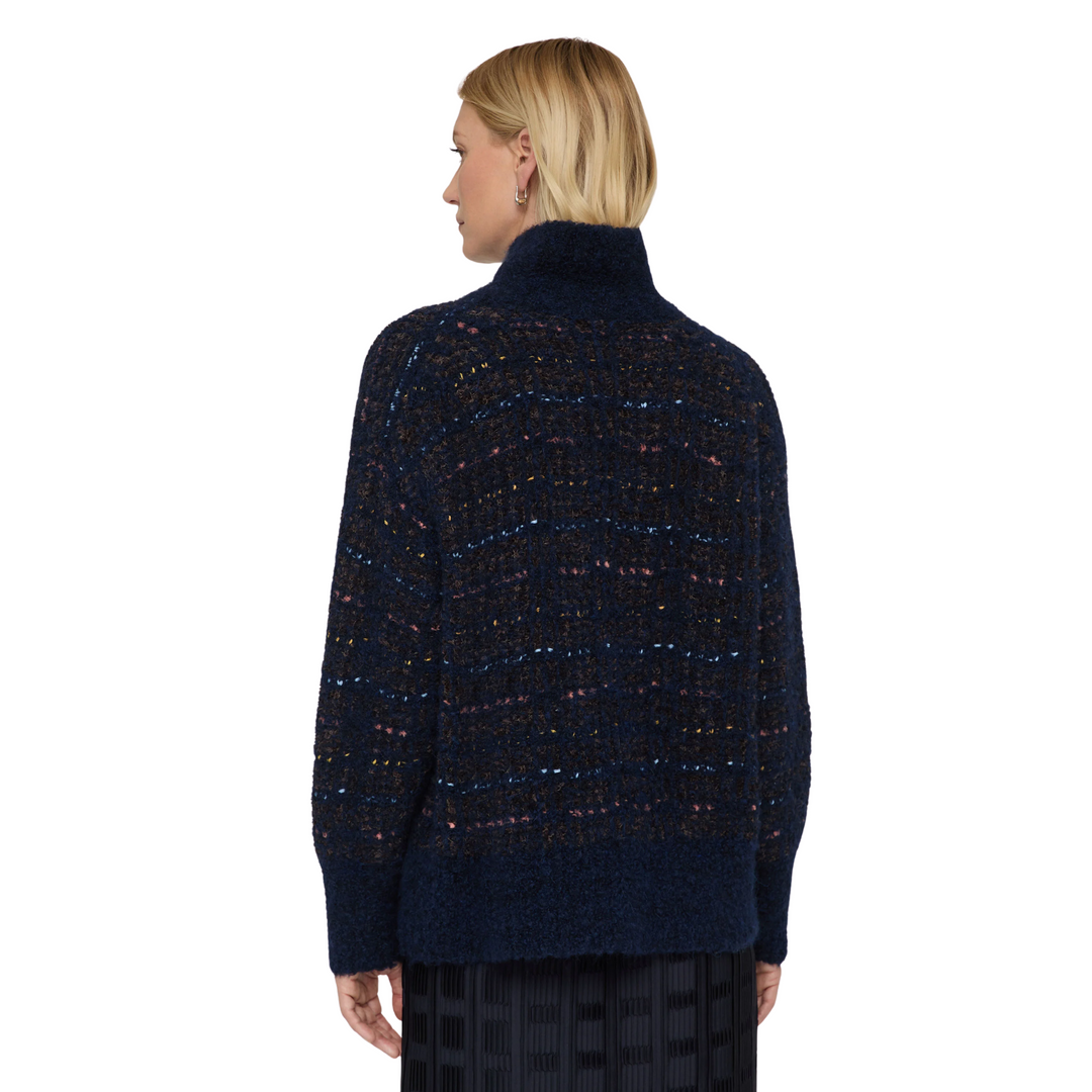 Lofty Stand Collar Sweater in Navy Multi