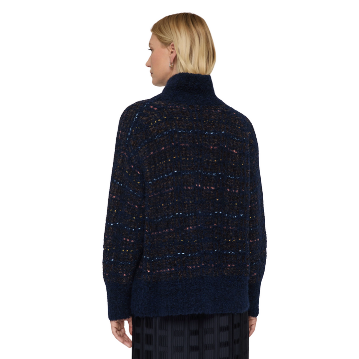 Lofty Stand Collar Sweater in Navy Multi