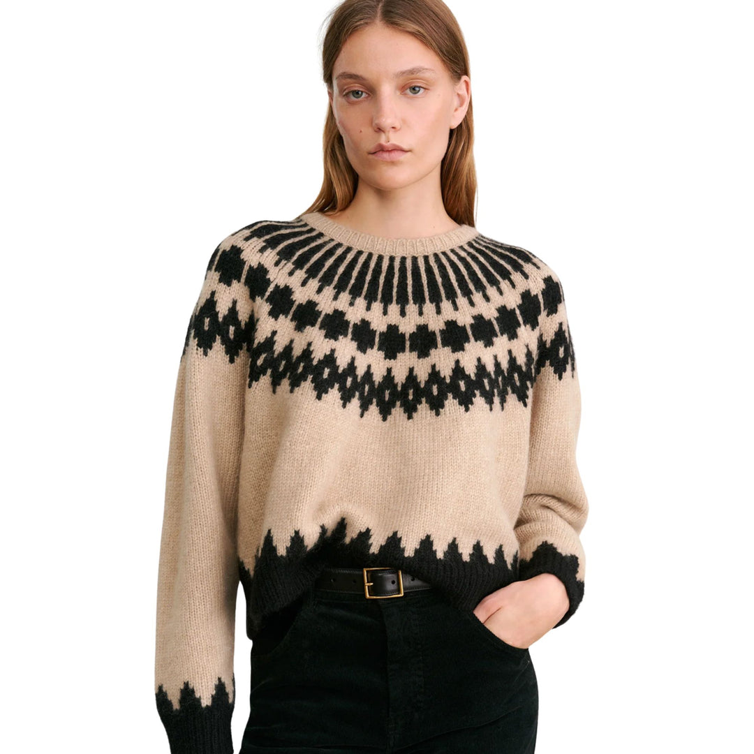 Alena Sweater in Light Camel fair isle