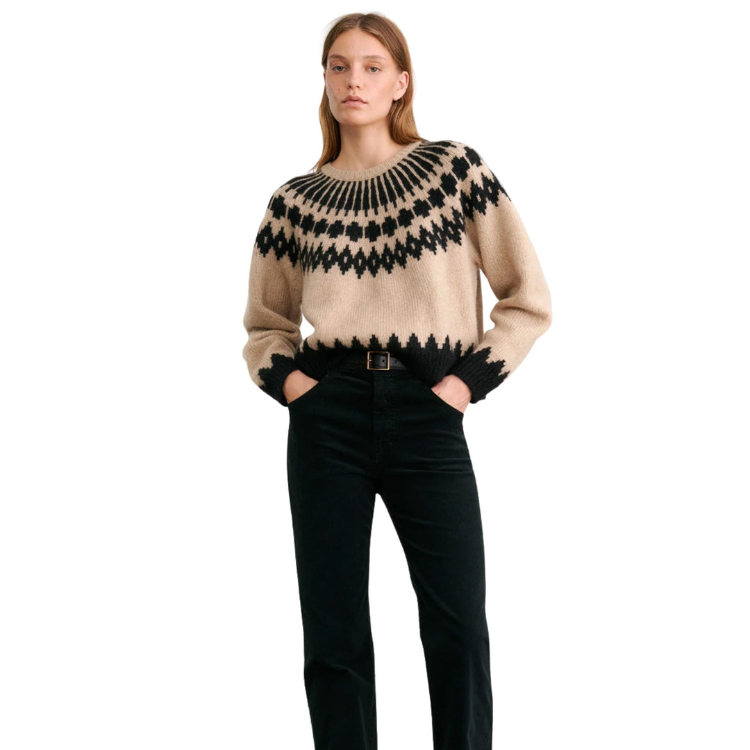 Alena Sweater in Light Camel fair isle