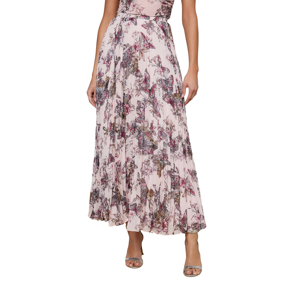 Torin Pleated Maxi Skirt in Light Nectarpink Small Multi Butterfly Jungle