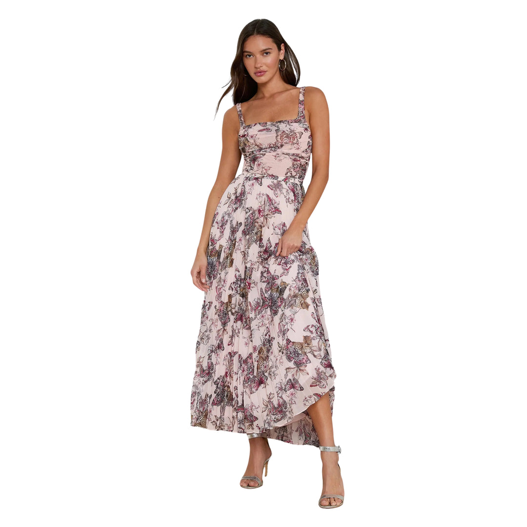 Torin Pleated Maxi Skirt in Light Nectarpink Small Multi Butterfly Jungle
