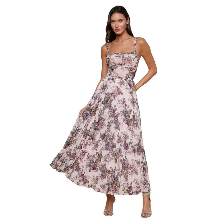 Torin Pleated Maxi Skirt in Light Nectarpink Small Multi Butterfly Jungle