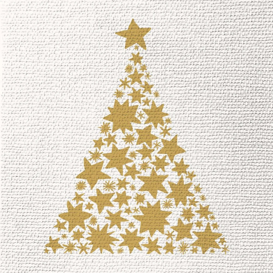 Tree on Canvas Embossed Beverage Napkins in White