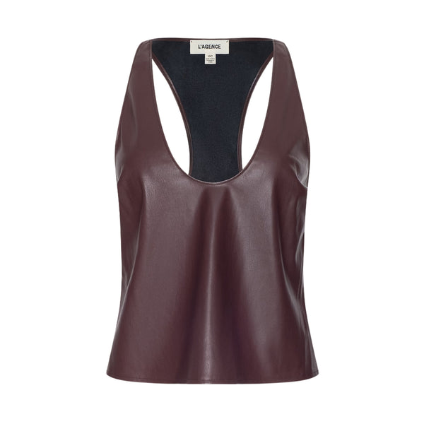 Tullia Racerback Scoop Neck Tank in Deep Mahogany