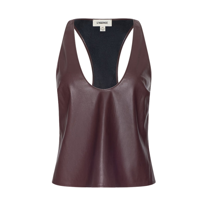Tullia Racerback Scoop Neck Tank in Deep Mahogany