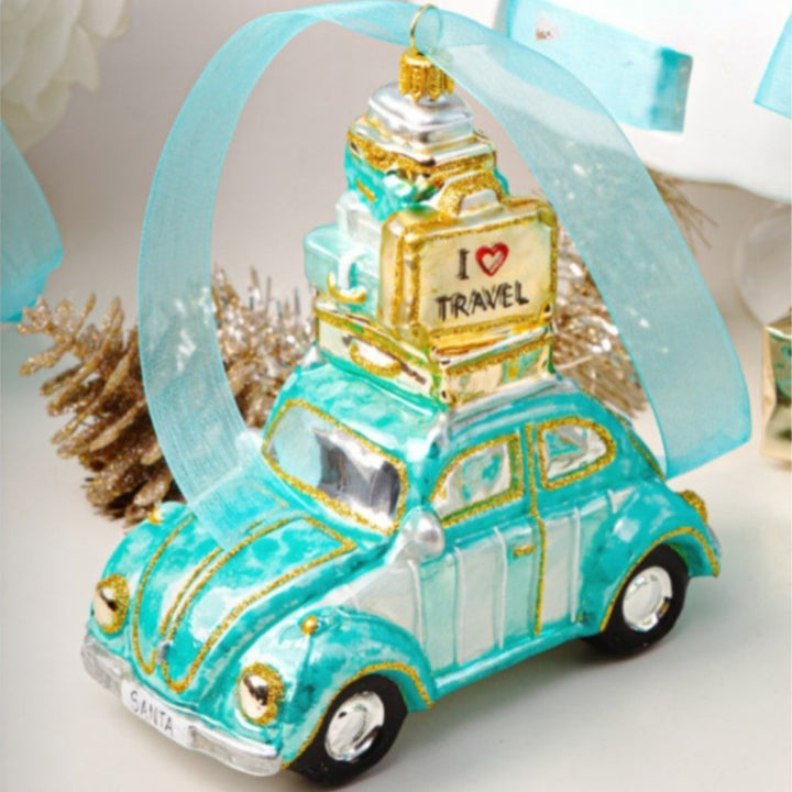 Turquoise and Gold I Love Travel Car