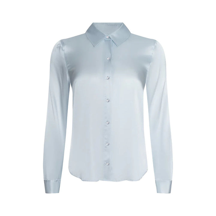 Tyler Long-Sleeve Blouse in Pale Mist Blue