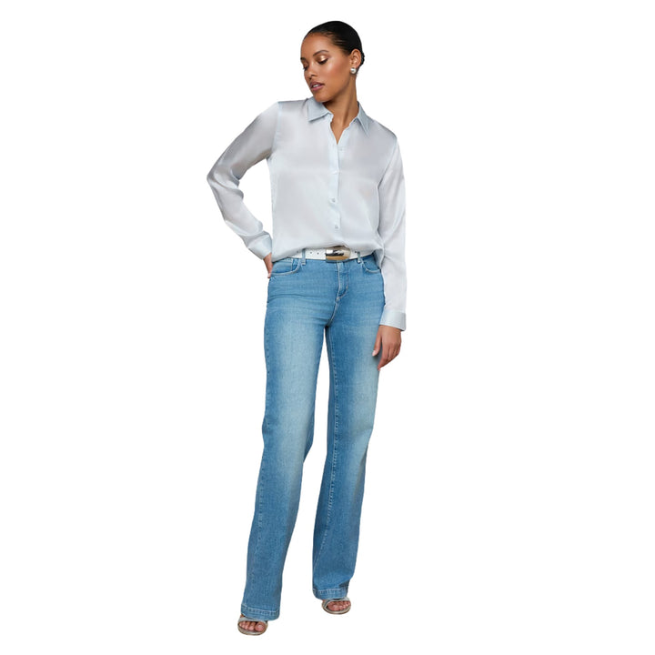 Tyler Long-Sleeve Blouse in Pale Mist Blue