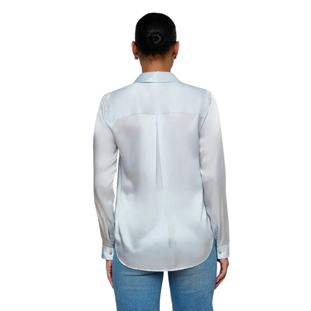 Tyler Long-Sleeve Blouse in Pale Mist Blue
