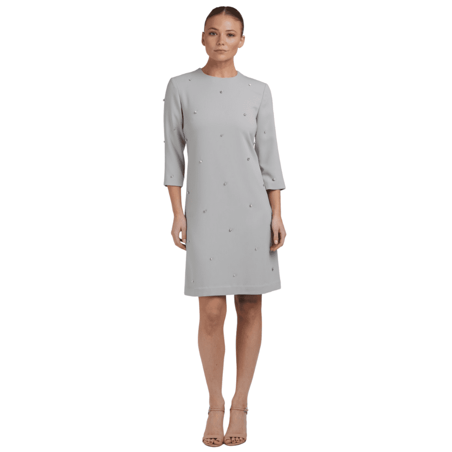 light grey shift dress Women's Light Grey Brushed Rib V Neck Slouchy Long Sleeve Shift Dress