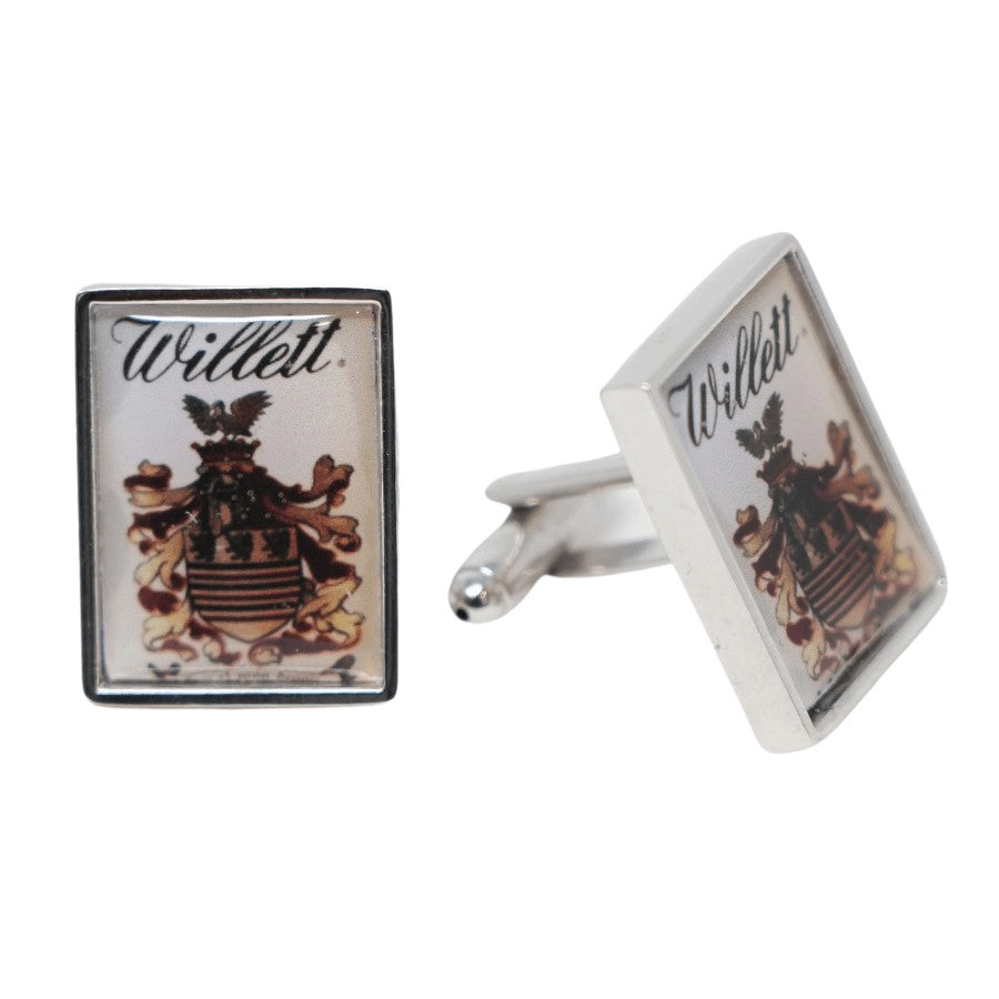 Text: Willet. Silver lining cufflink. Shape: rectangle. Exclusive cufflinks.