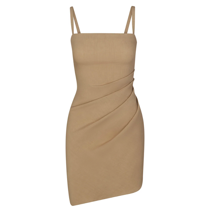 The Nadege Asymmetric Draped Mini Dress