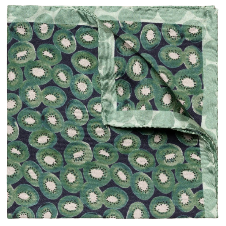 A stylish pocket square in 100% Tussah silk with a classic pattern printed on a Panama silk weave. The fine basketweave texture adds a smart irregular appearance, the ideal lively touch to your business wear. Made in Italy. 100% Silk.