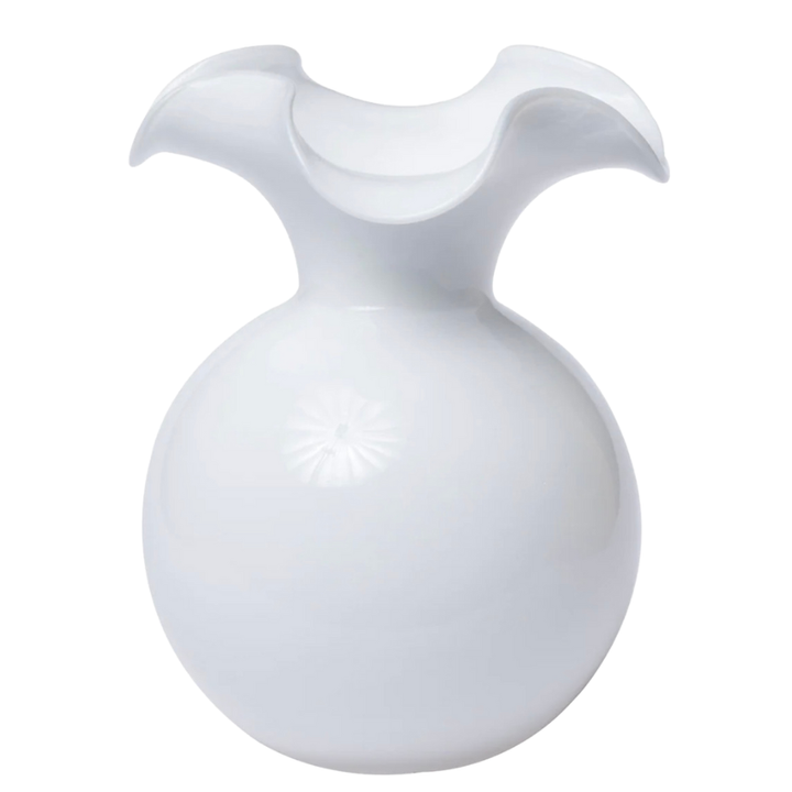 Hibiscus Glass White Medium Flutted Vase