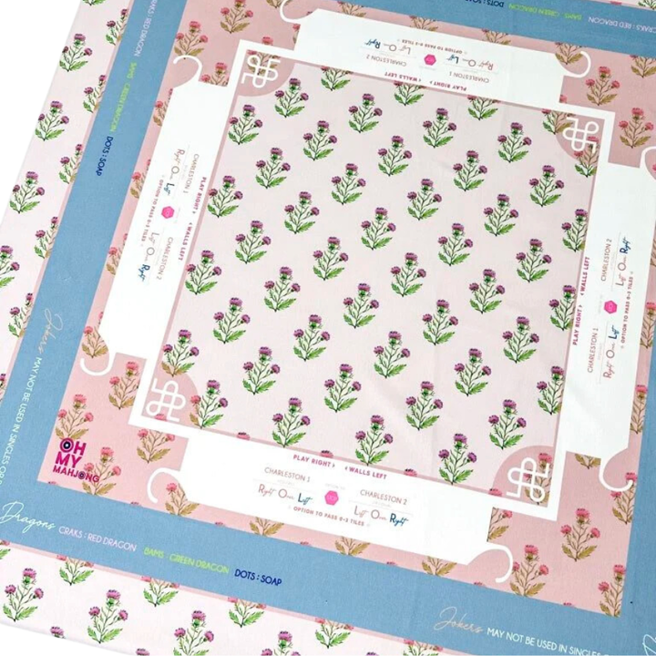Pink Instructional Mahjong Tablecloth
