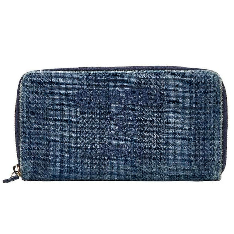 Chanel Blue Canvas Deauville Wallet