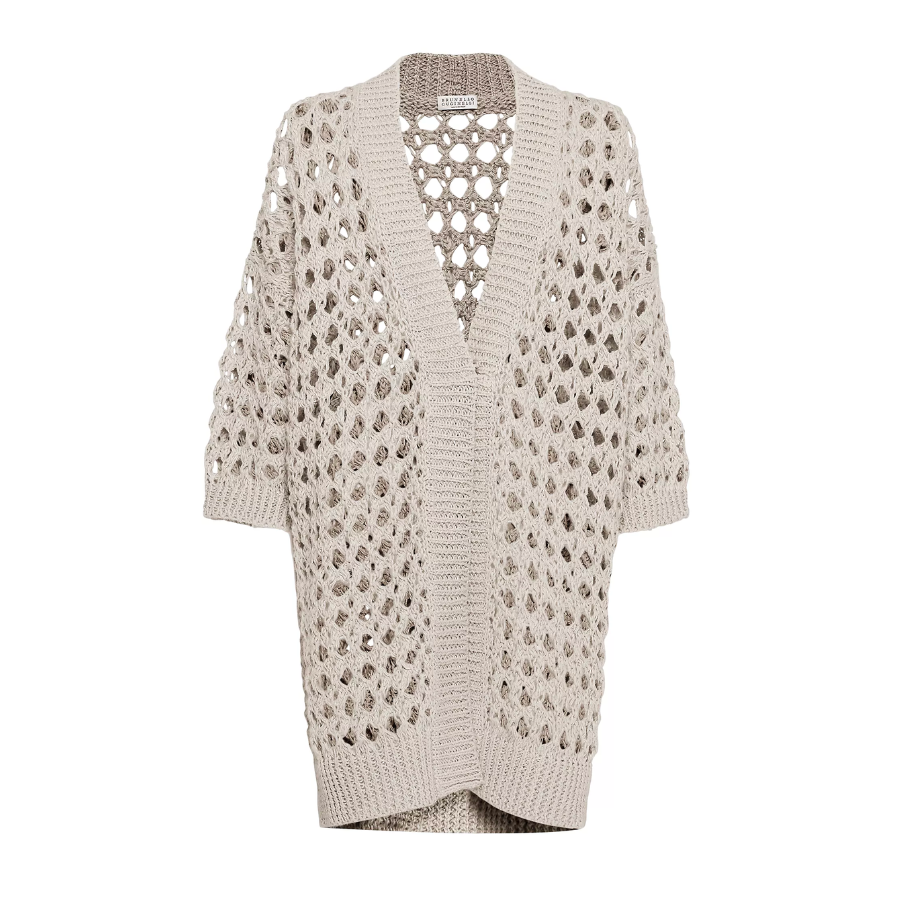 Jute and Cotton Mesh Cardigan