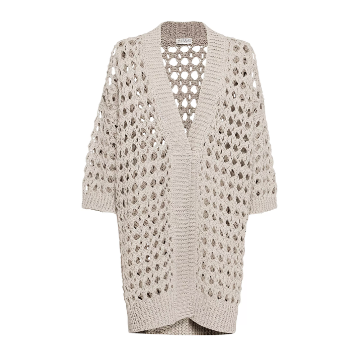 Jute and Cotton Mesh Cardigan