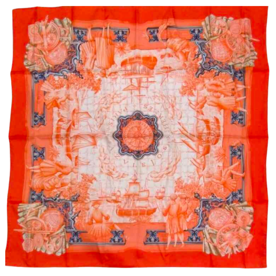 Hermes Orange Silk Scarf MM