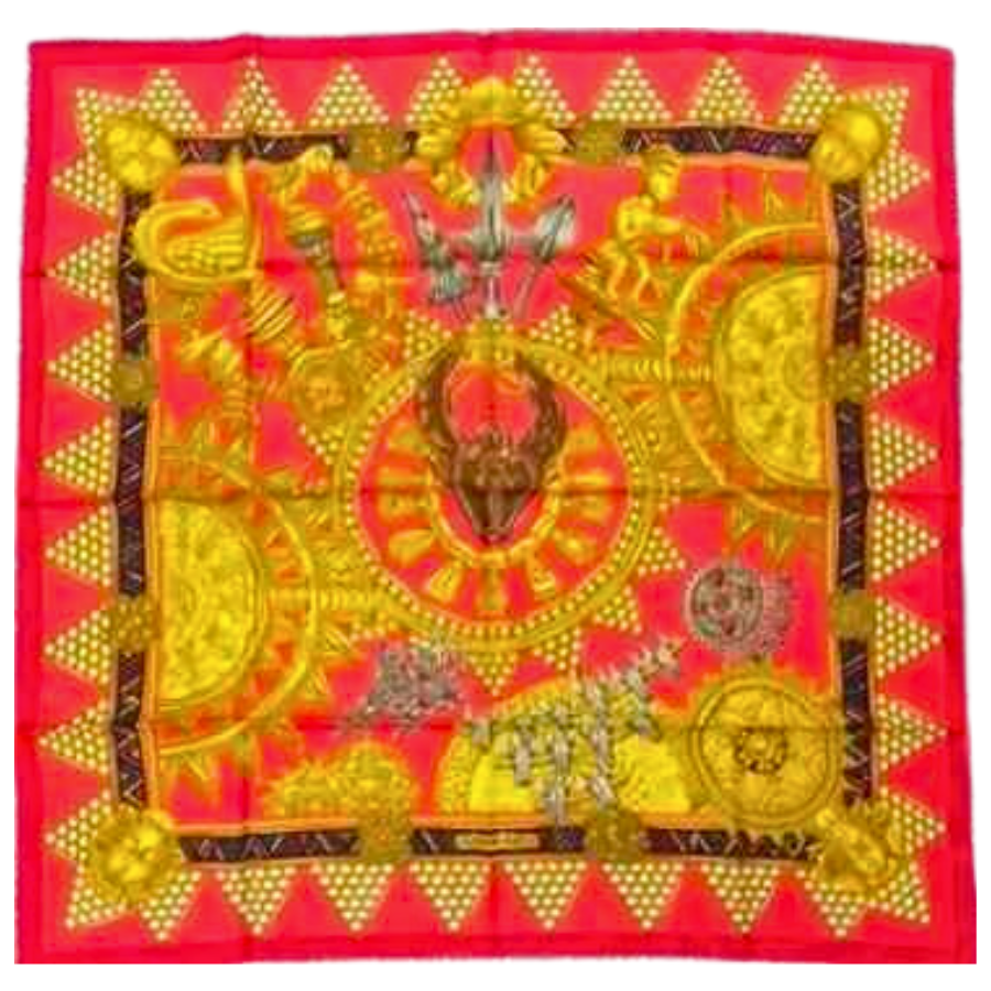 Hermes Red Silk Scarf