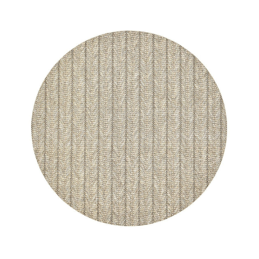 The natural-colored Herringbone Placemat has a textural element that makes it a modern-day classic. Made from woven polyvinyl, the round placemat can be easily wiped down. Its tan color makes it the perfect year-round everyday entertaining essential.