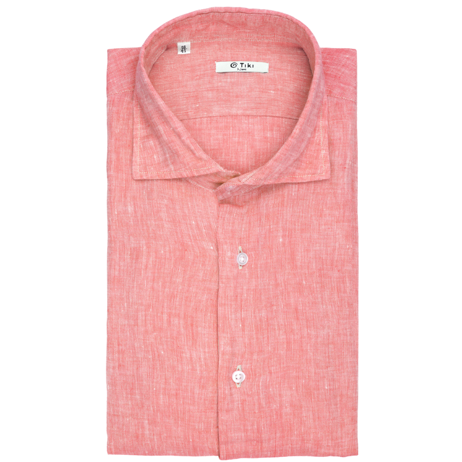 Linen Shirt with Stripe Collar and Cuff