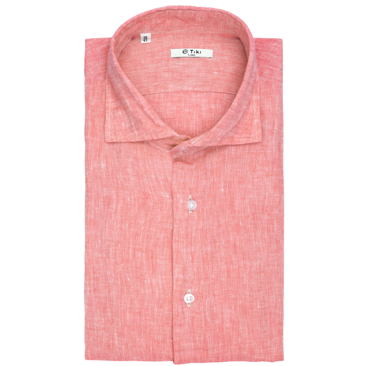 Linen Shirt with Stripe Collar and Cuff