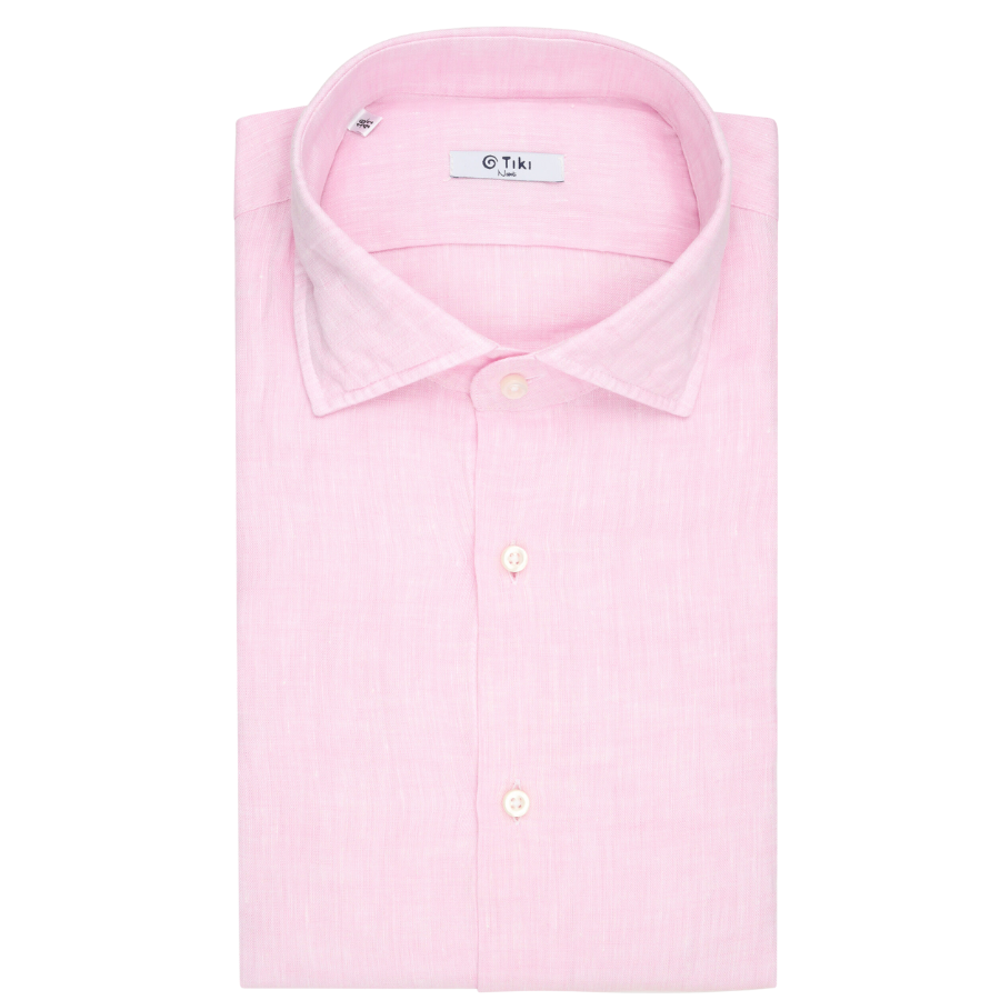 Linen Shirt with Stripe Collar and Cuff