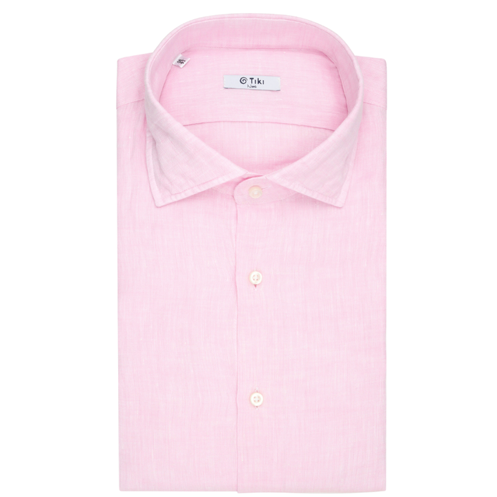 Linen Shirt with Stripe Collar and Cuff