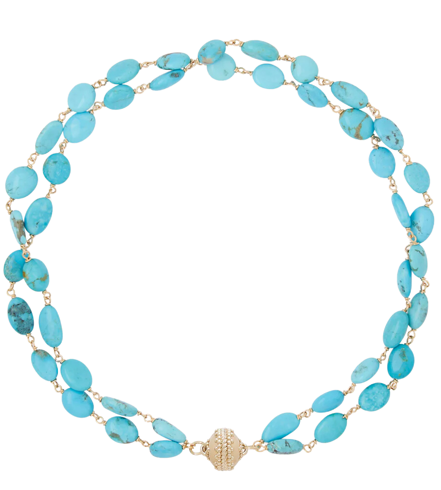 Caspian Kingman Turquoise Double Strand Necklace