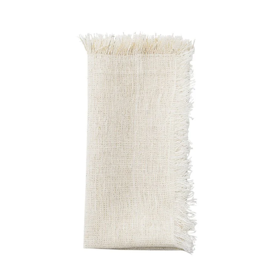 Fringe Napkin in White and Gold - White/Gold - NONE