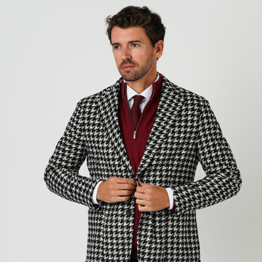 Houndstooth Black Zip