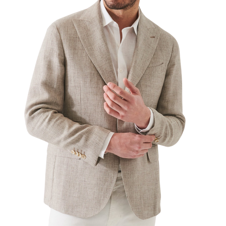 LIN/WOOL PEAK LAPEL BLZR