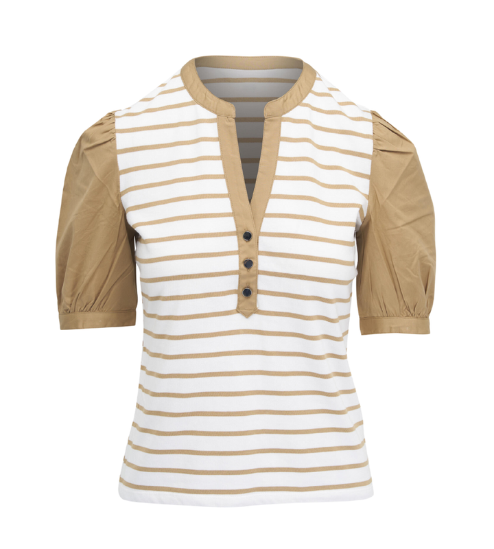 Kelli Top - Khaki/Off White