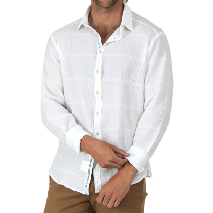 White Seersucker Sport Shirt