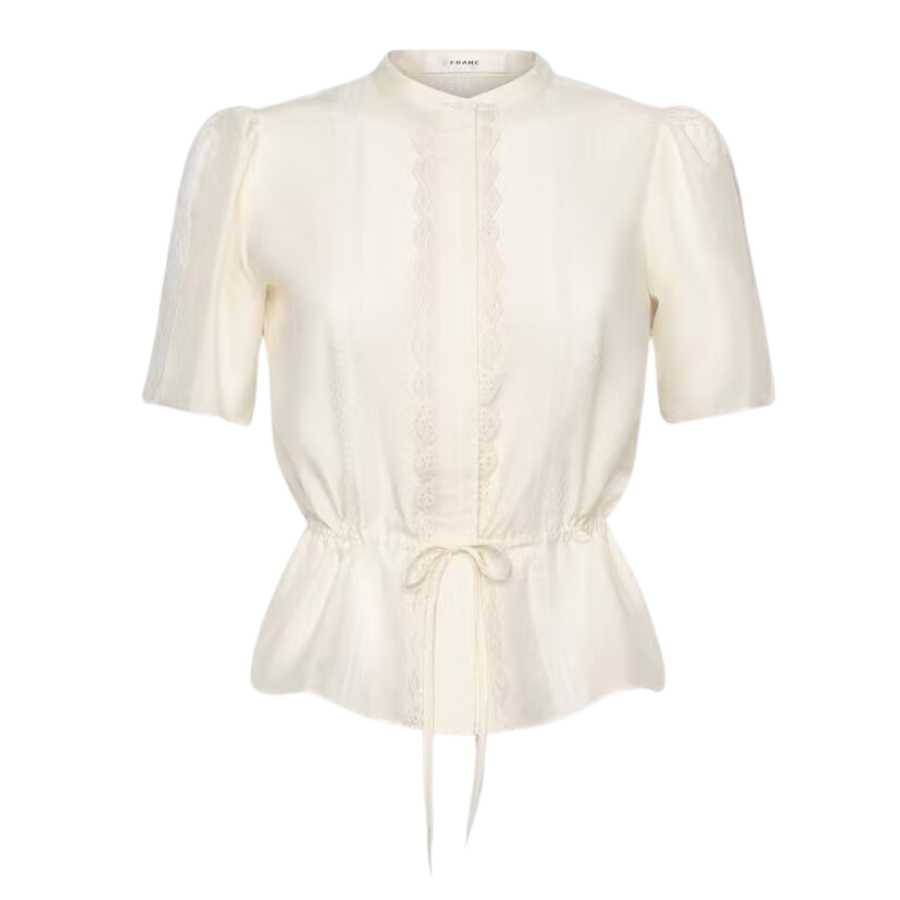 Cinched Lace Trim Blouse