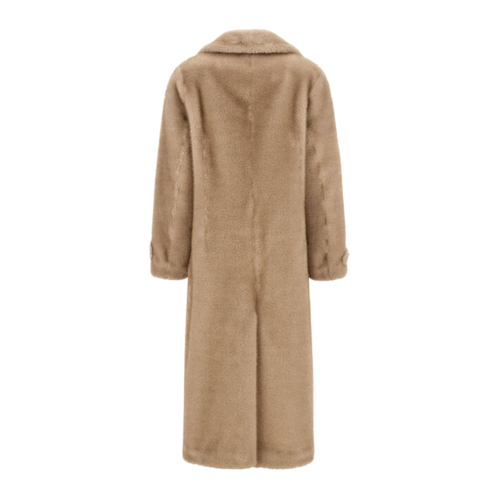 Melange Alternative Mink Length Coat with Tie Belt