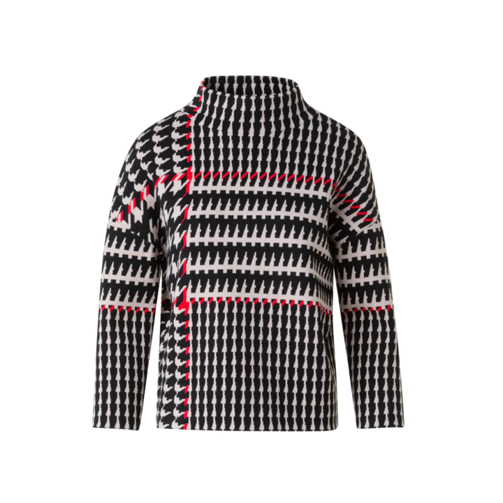Glencheck Jacquard Mock Neck Sweater