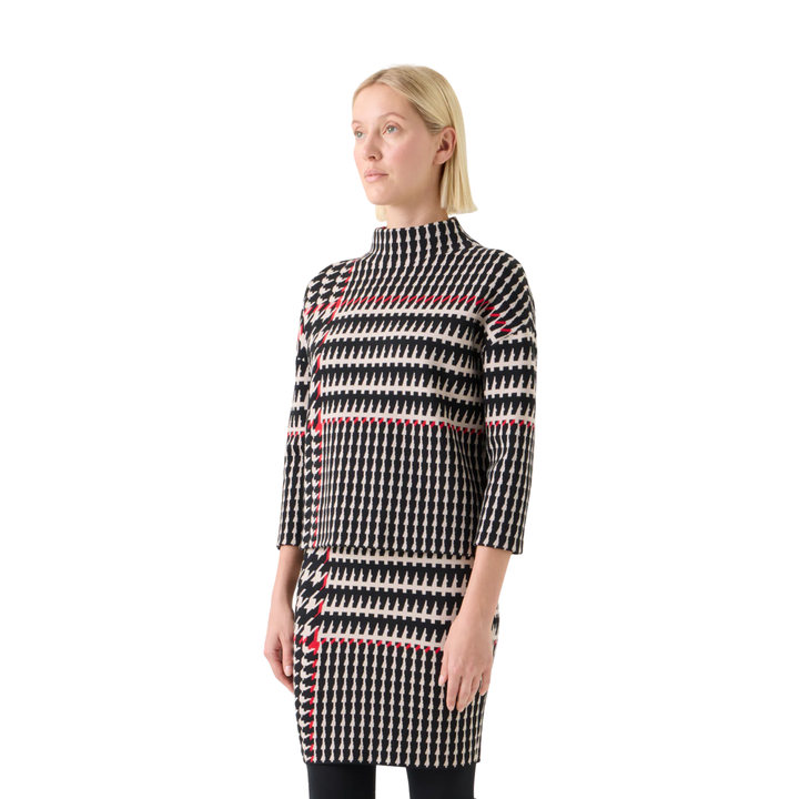Glencheck Jacquard Mock Neck Sweater