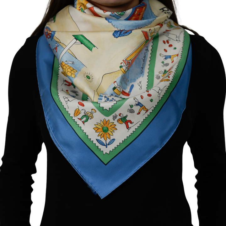 HERMES BLUE SILK SCARF MM