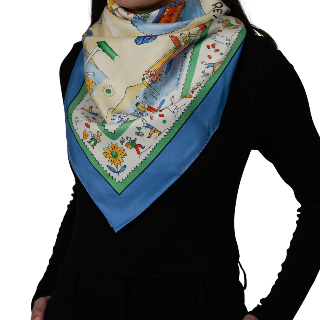 HERMES BLUE SILK SCARF MM